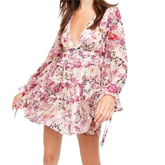 Free People Closer To The Heart Mini Dress in Pink Floral Size Small NWOT - Picture 1 of 14